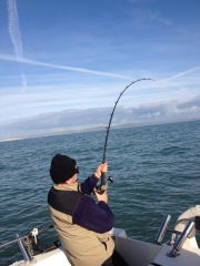 Mal testing his new reel on a conger