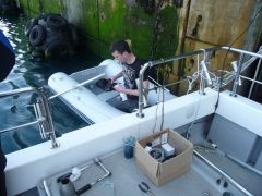 Dan Fixing The boat , note The rope bits On deck (3)